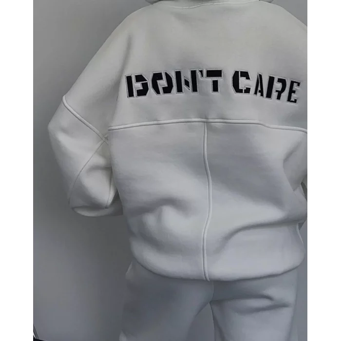 Arnay Nakış İşlemeli Üç İplik Sweat Takım - Beyaz