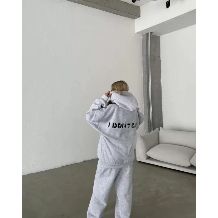 Arnay Nakış İşlemeli Üç İplik Sweat Takım - Gri