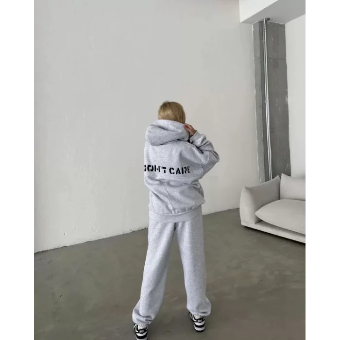 Arnay Nakış İşlemeli Üç İplik Sweat Takım - Gri