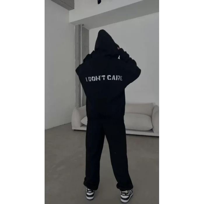 Arnay Nakış İşlemeli Üç İplik Sweat Takım - Siyah