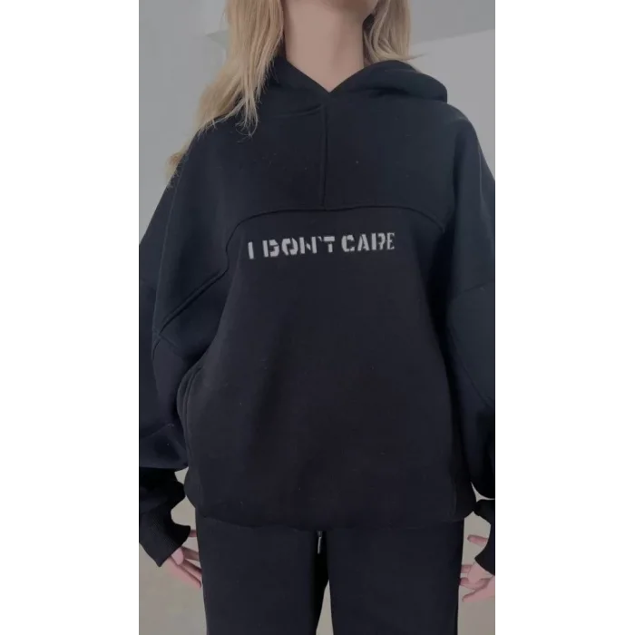 Arnay Nakış İşlemeli Üç İplik Sweat Takım - Siyah