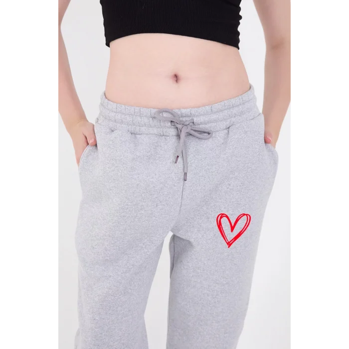 Arnay Oversize Boru Paça Baskılı Eşofman Pantolon - Gri