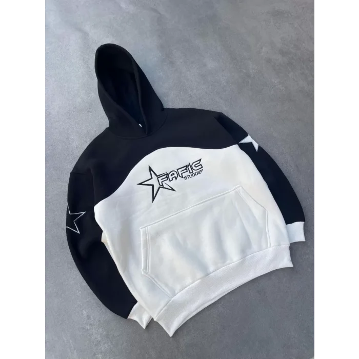 Arnay Parçalı Nakış İşlemelı Kapüşonlu Sweatshirt - Siyah