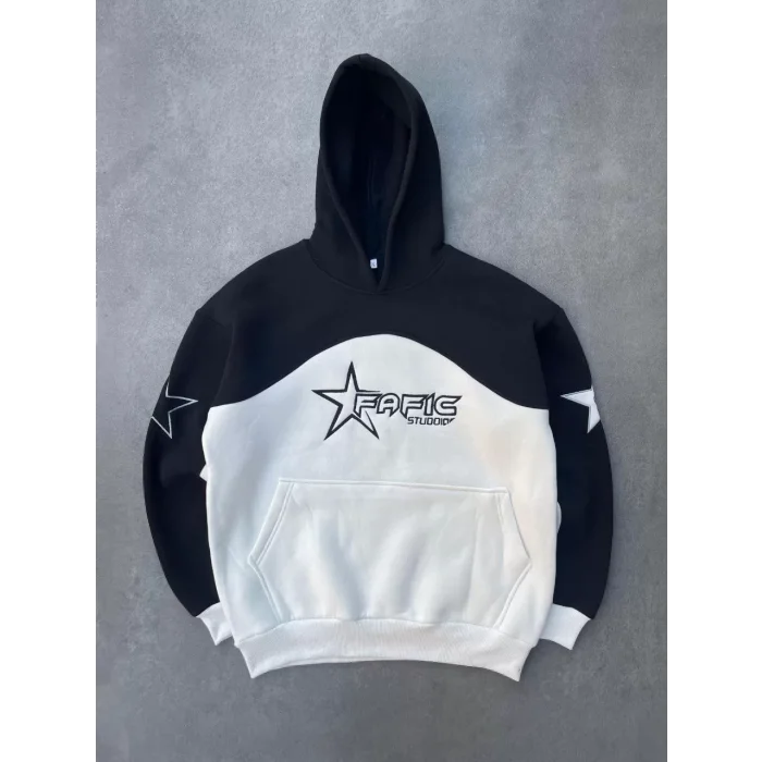 Arnay Parçalı Nakış İşlemelı Kapüşonlu Sweatshirt - Siyah