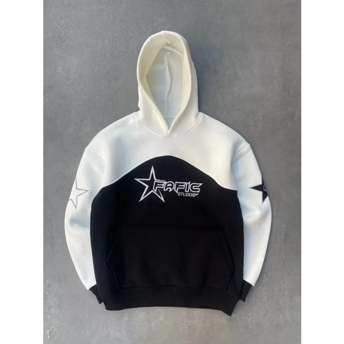 Arnay Parçalı Nakış İşlemelıkapüşonlu Sweatshirt - Beyaz