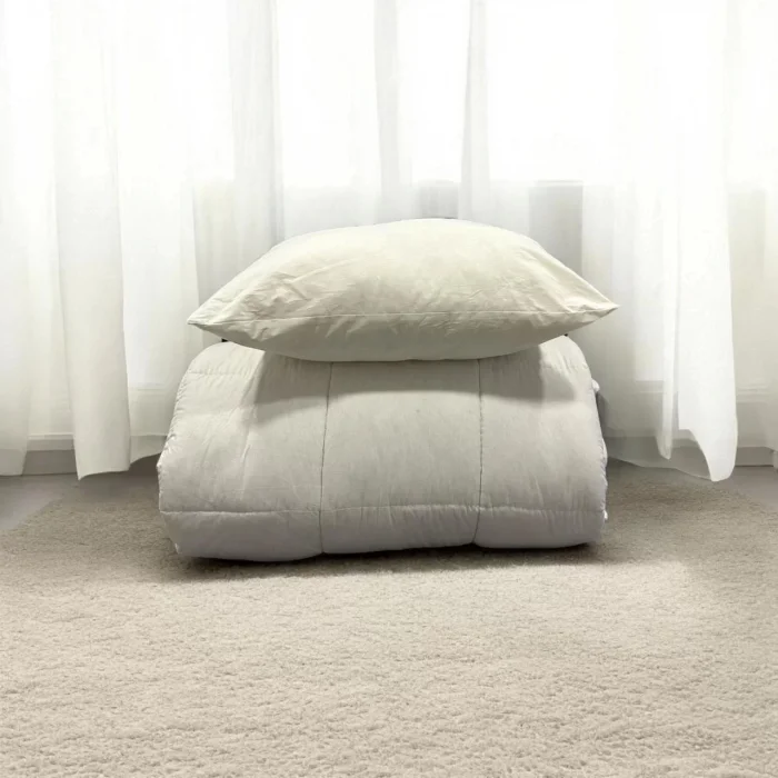 Arnay Tek Kişilik Doğal Yün Yorgan Ve Yastık Takımı - Beyaz