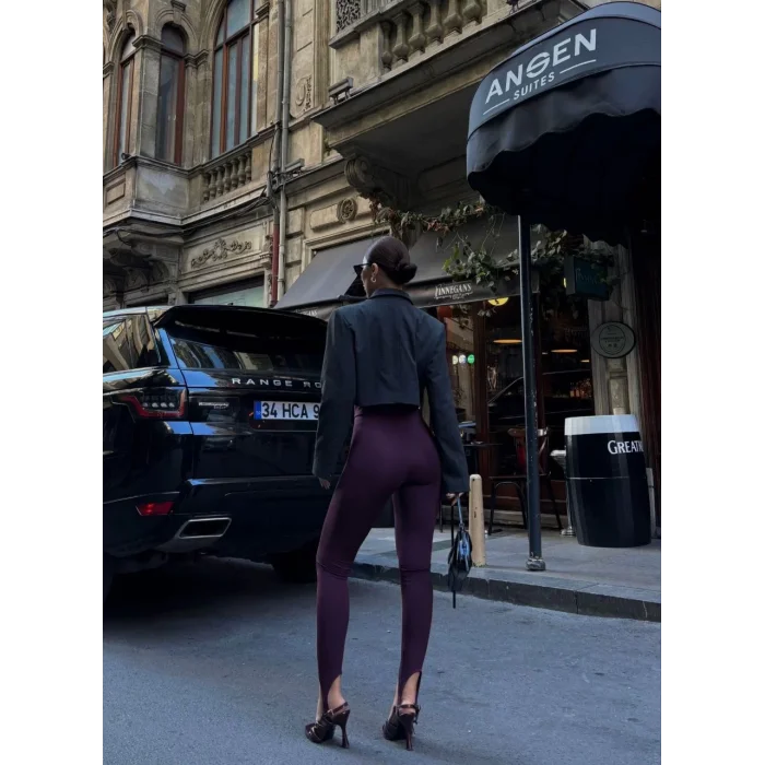 Arnay Toparlayıcı Füzo Tayt Likralı Ayak Detaylı - Bordo