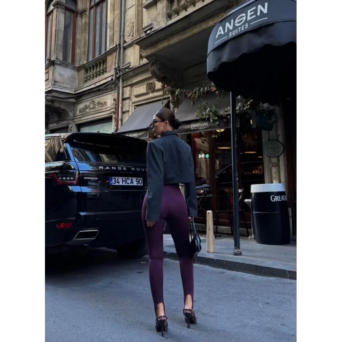 Arnay Toparlayıcı Füzo Tayt Likralı Ayak Detaylı - Bordo