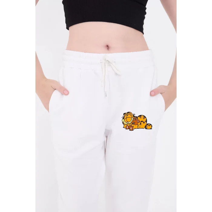 Arnay Üç İplik Baskılı Eşofman Pantolon - Beyaz