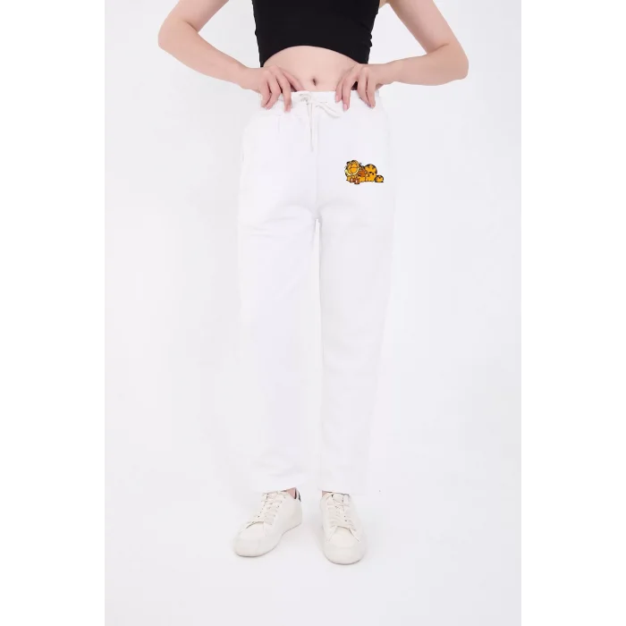 Arnay Üç İplik Baskılı Eşofman Pantolon - Beyaz