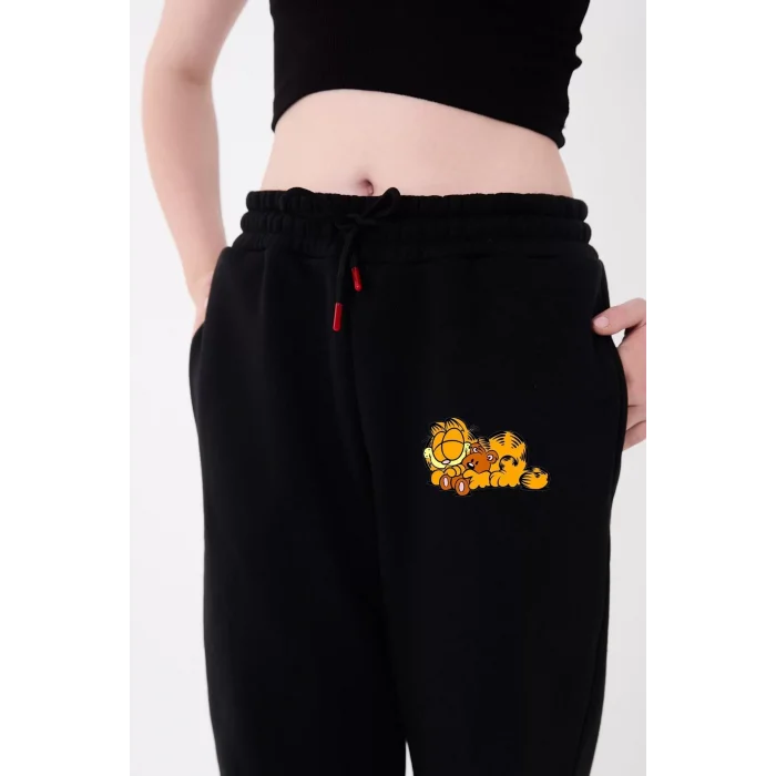 Arnay Üç İplik Baskılı Eşofman Pantolon - Siyah