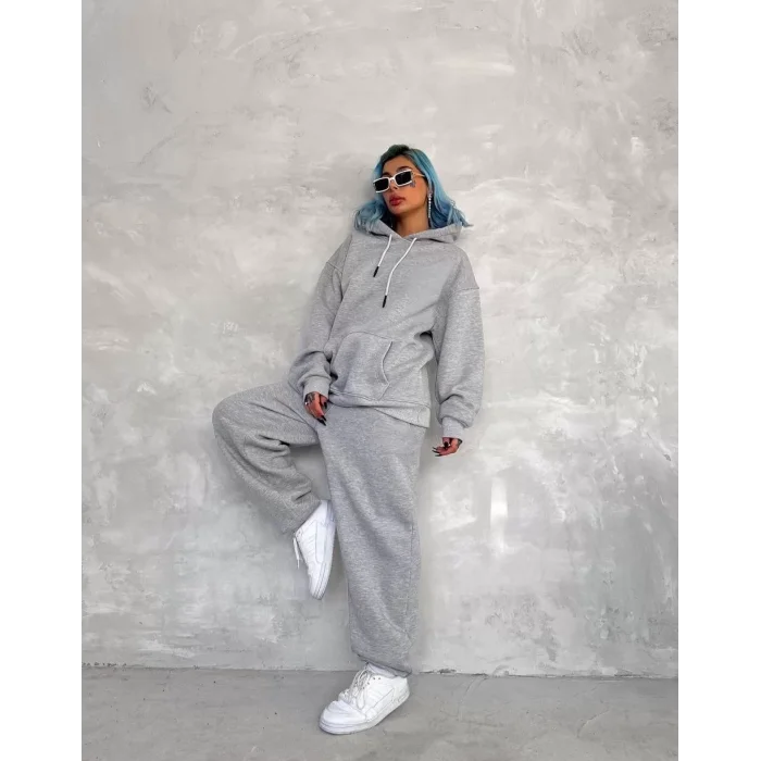 Arnay Üç İplik Kapüşonlu Eşofman Takım - Gri