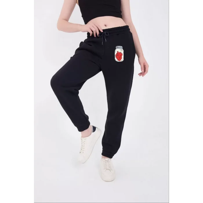 Arnay Üç İplik Lastikli Baskılı Eşofman Pantolon - Lacivert