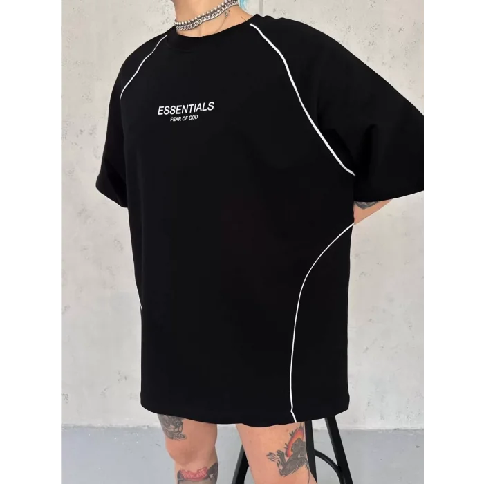 Arnay Unisex Arabiye Detaylı T-shirt - Siyah