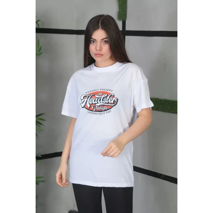 Arnay Unisex Baskılı Oversize T-shirt - Beyaz