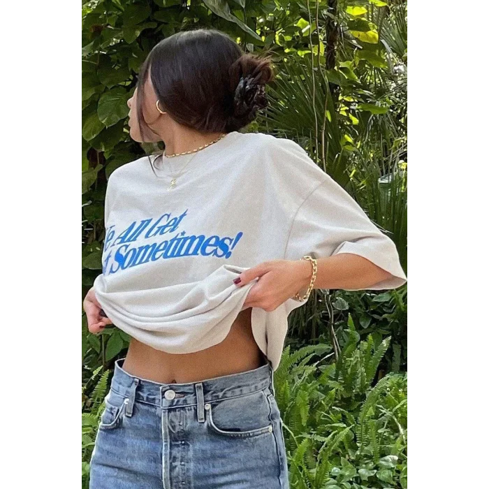 Arnay Unisex Baskılı Oversize T-shirt - Beyaz