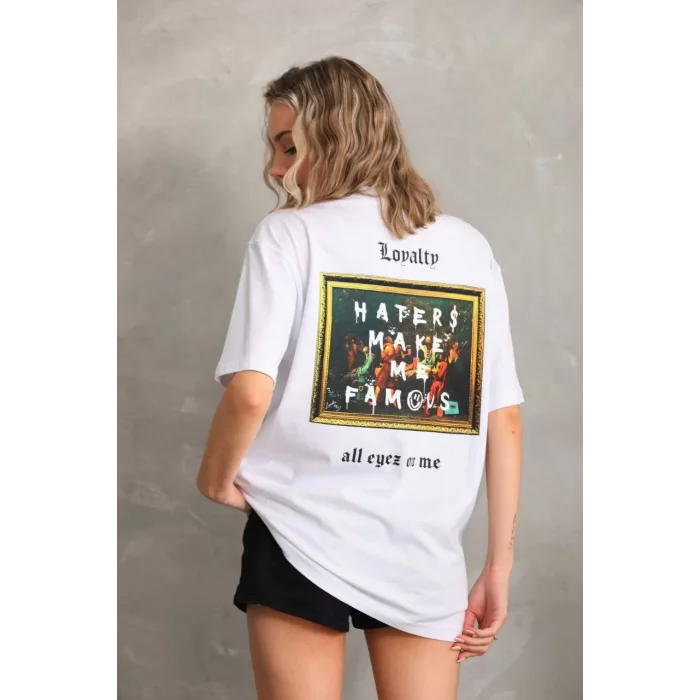 Arnay Unisex Baskılı Oversize T-shirt - Beyaz