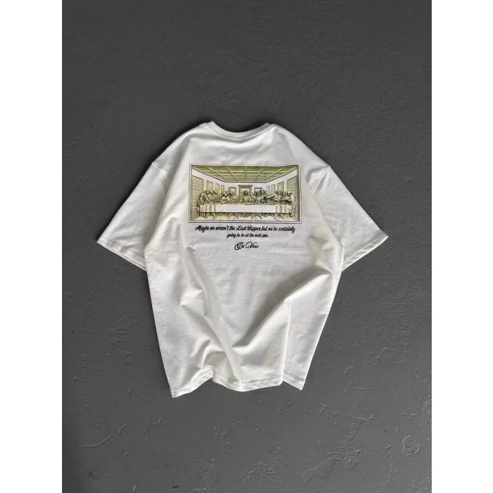 Arnay Unisex Baskılı Oversize T-shirt - Beyaz