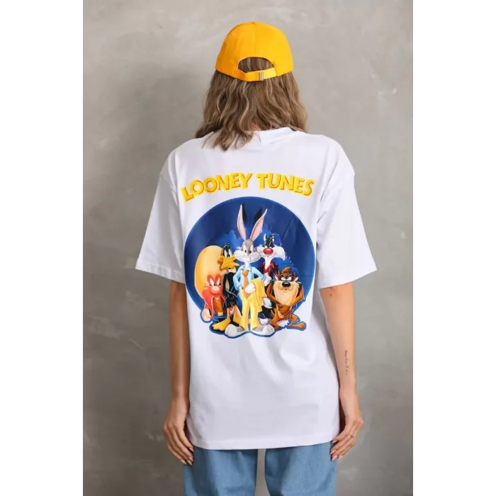 Arnay Unisex Baskılı Oversize T-shirt - Beyaz