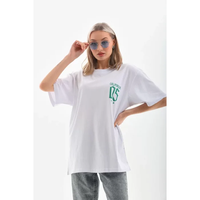 Arnay Unisex Baskılı Oversize T-shirt - Beyaz