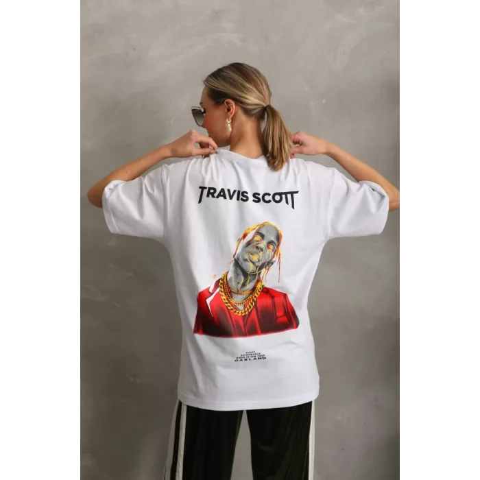 Arnay Unisex Baskılı Oversize T-shirt - Beyaz