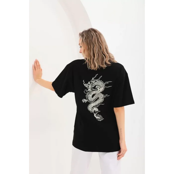 Arnay Unisex Baskılı Oversize T-shirt - Siyah