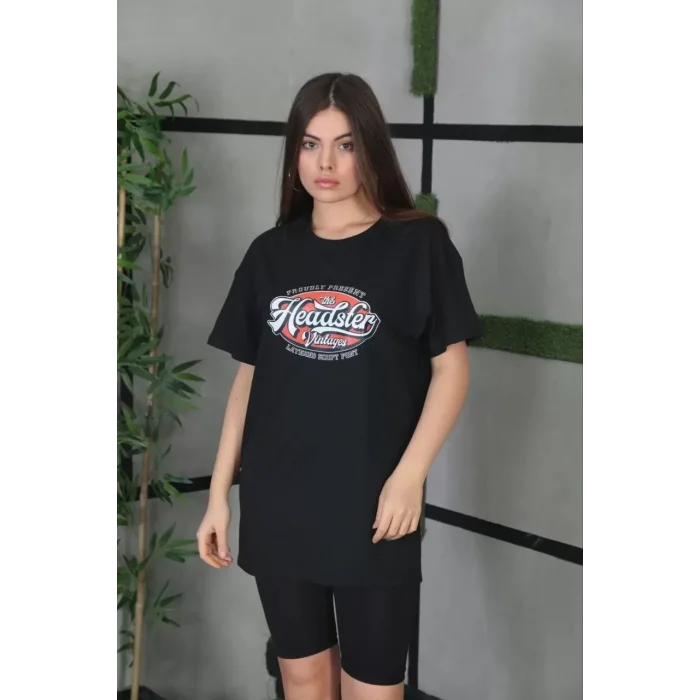 Arnay Unisex Baskılı Oversize T-shirt - Siyah