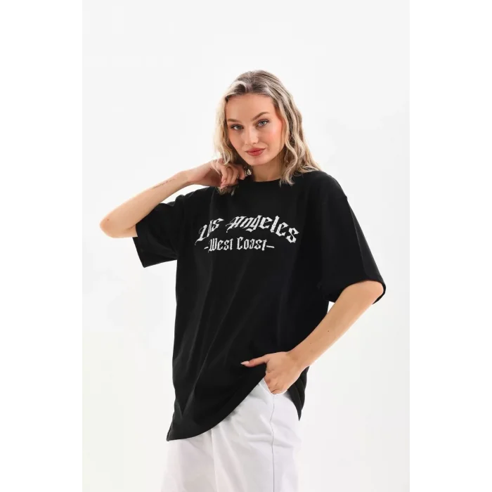 Arnay Unisex Baskılı Oversize T-shirt - Siyah