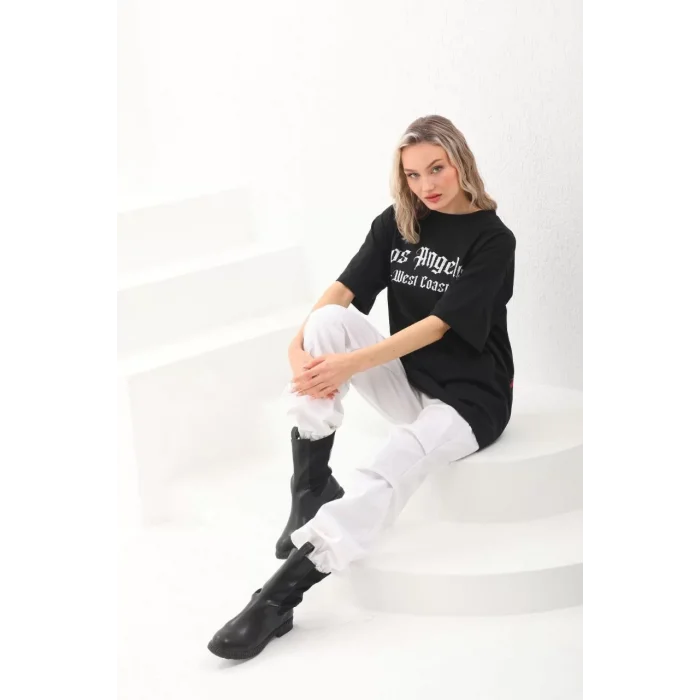 Arnay Unisex Baskılı Oversize T-shirt - Siyah