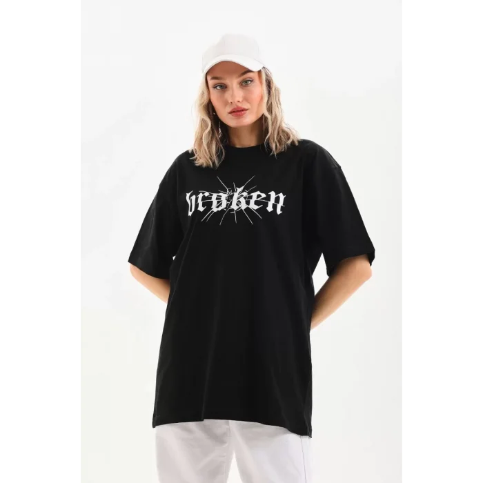 Arnay Unisex Baskılı Oversize T-shirt - Siyah