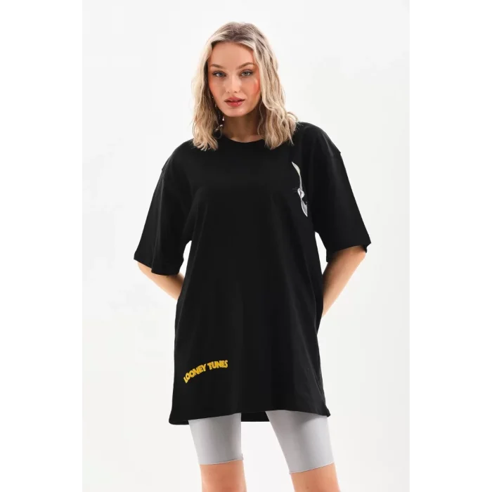 Arnay Unisex Baskılı Oversize T-shirt - Siyah