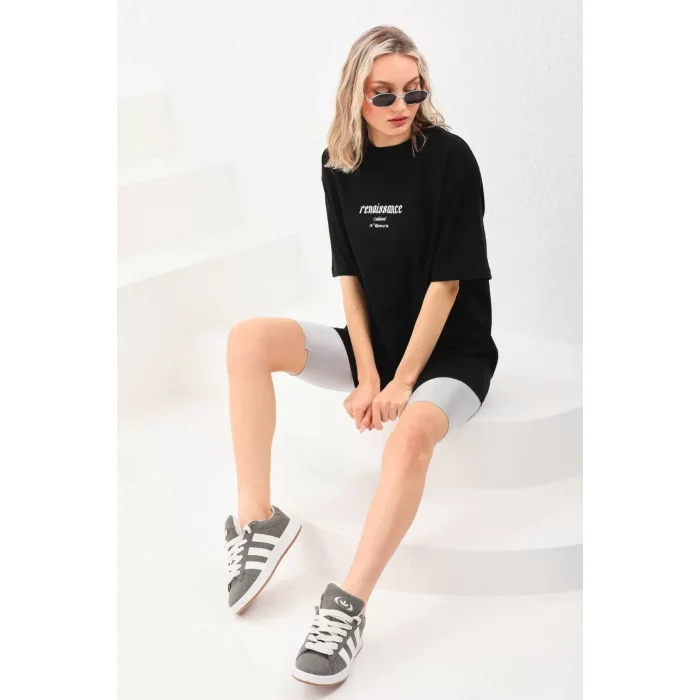 Arnay Unisex Baskılı Oversize T-shirt - Siyah