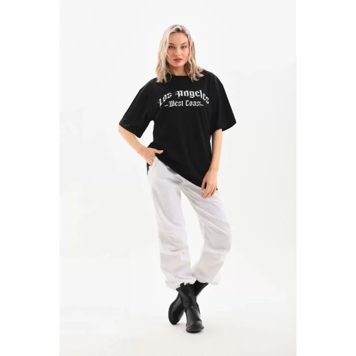 Arnay Unisex Baskılı Oversize T-shirt - Siyah