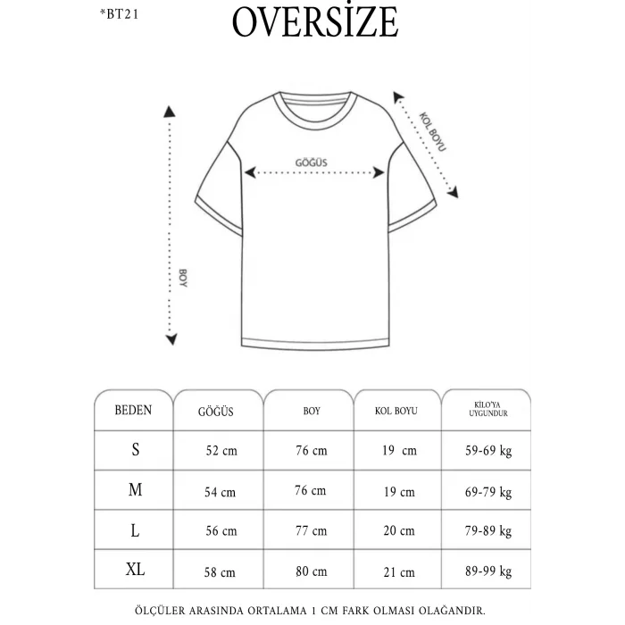 Arnay Unisex Bisiklet Yaka Baskılı Oversize T-shirt - Beyaz