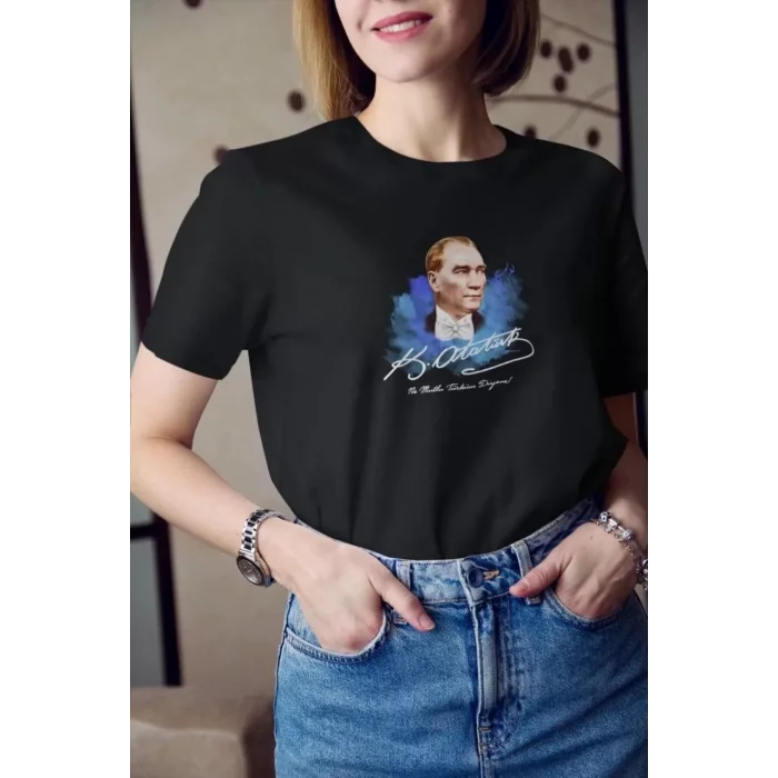 Arnay Unisex Bisiklet Yaka Baskılı Oversize T-shirt - Siyah