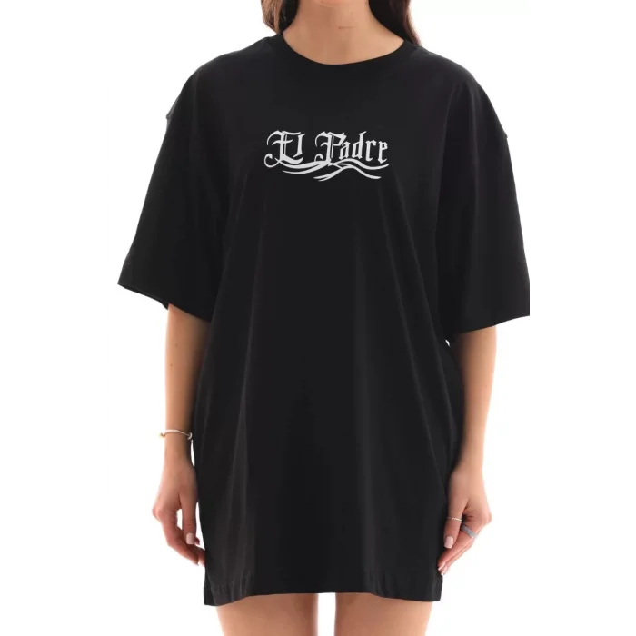 Arnay Unisex Bisiklet Yaka Baskılı Oversize T-shirt - Siyah