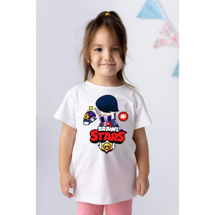 Arnay Unisex Bisiklet Yaka Kısa Kol Baskılı Çocuk T-shirt - Beyaz