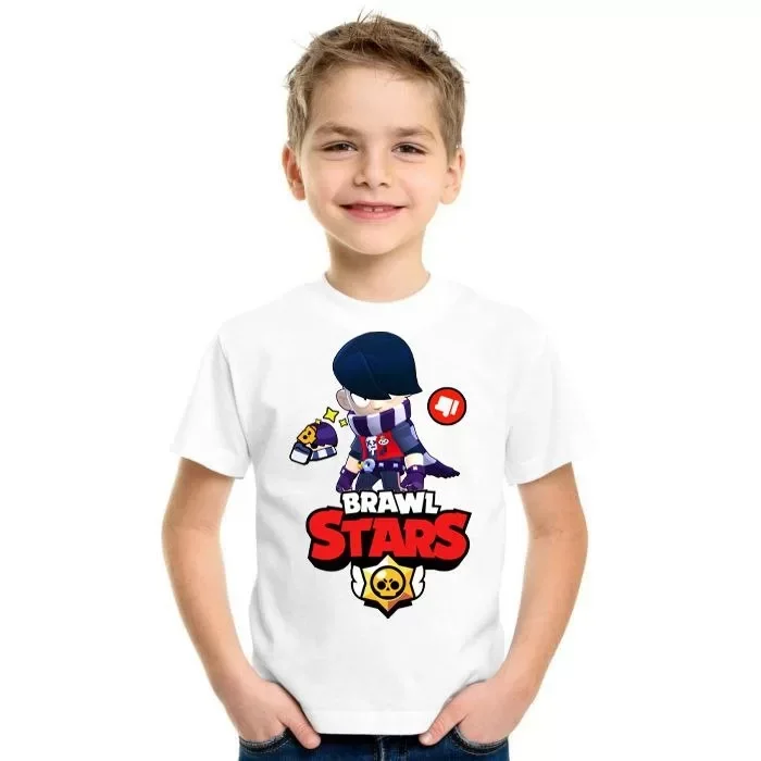 Arnay Unisex Bisiklet Yaka Kısa Kol Baskılı Çocuk T-shirt - Beyaz