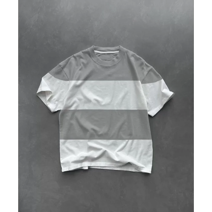 Arnay Unisex Bisiklet Yaka Parçalı T-shirt - Gri