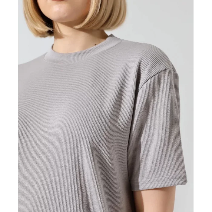 Arnay Unisex Bisiklet Yaka Slim Fit T-shirt - Boyalı Gri