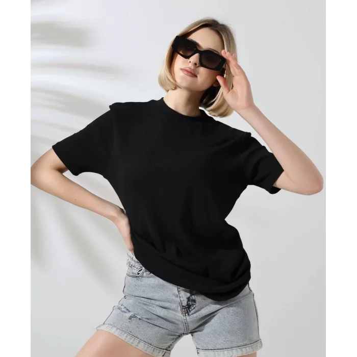 Arnay Unisex Bisiklet Yaka Slim Fit T-shirt - Siyah