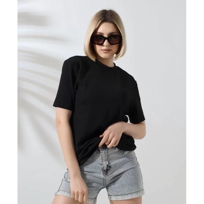 Arnay Unisex Bisiklet Yaka Slim Fit T-shirt - Siyah