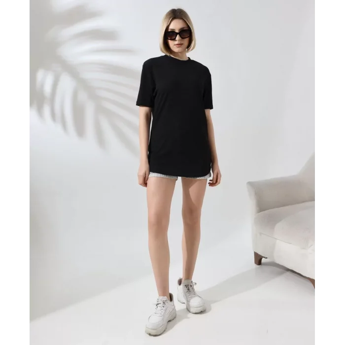 Arnay Unisex Bisiklet Yaka Slim Fit T-shirt - Siyah