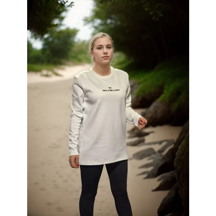 Arnay Unisex Bisiklet Yaka Uzun Kollu T-shirt - Beyaz