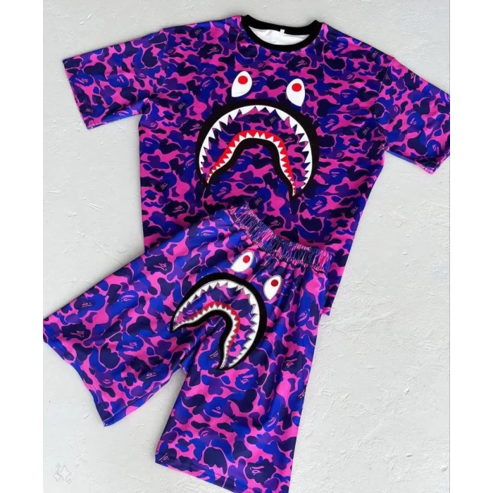 Arnay Unisex Çocuk Dijital Baskılı Şortlu Takım - Mor