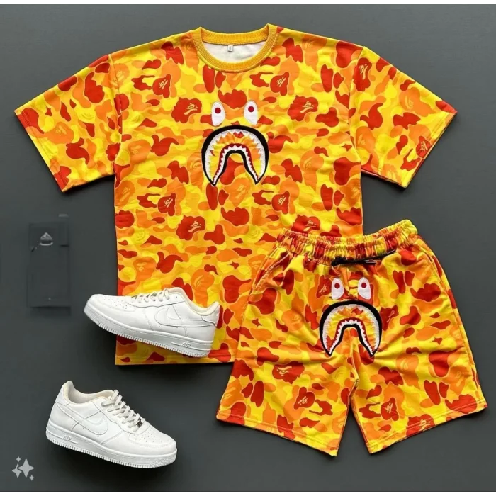Arnay Unisex Çocuk Dijital Baskılı Şortlu Takım - Sarı