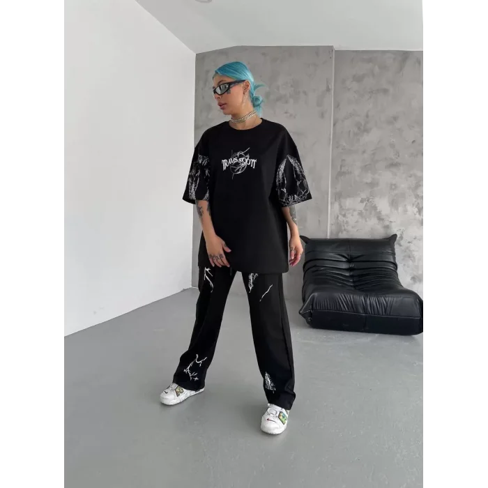 Arnay Unisex Dijital Baskılı Eşofman Altı - Siyah