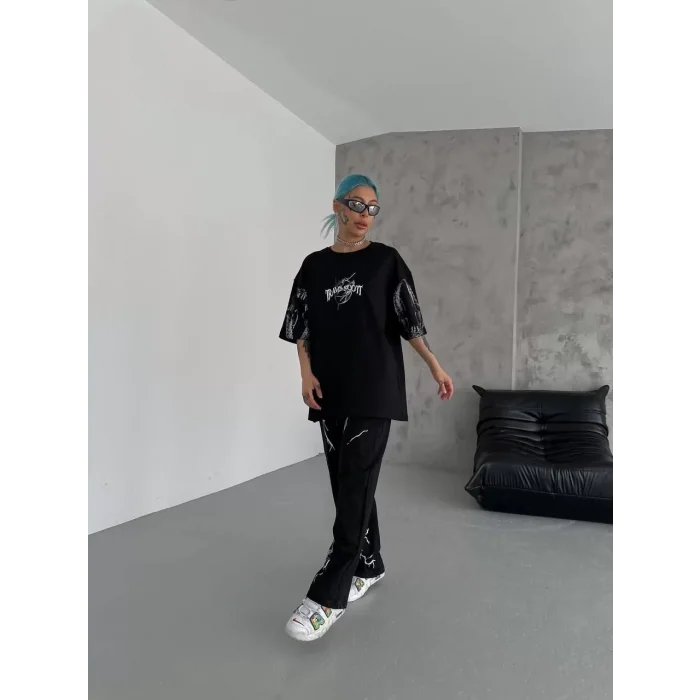 Arnay Unisex Dijital Baskılı Eşofman Altı - Siyah