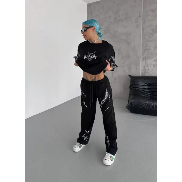 Arnay Unisex Dijital Baskılı Eşofman Altı - Siyah