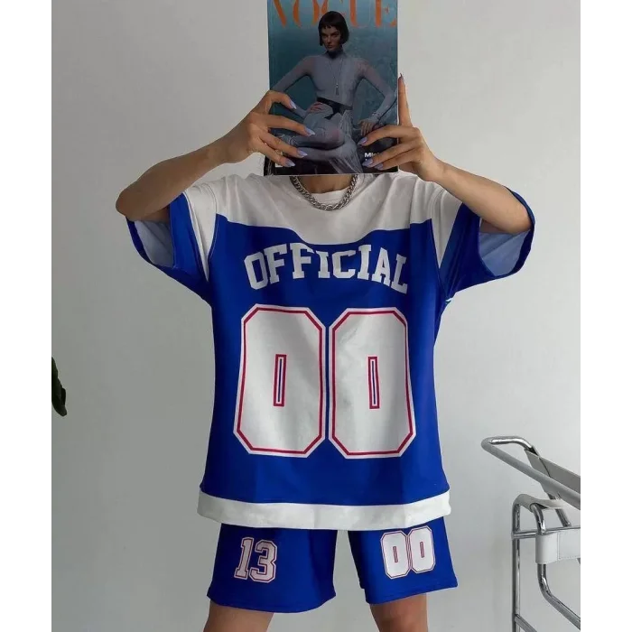 Arnay Unisex Dijital Baskılı Şortlu Takım - Mavi